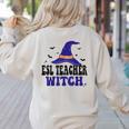 ESL Teacher Witch Halloween Matching Group Costume Women's Sweatshirt Back Print Sand ESL Teacher Witch Halloween Matching Group Costume Women's Sweatshirt Back Print Sand