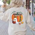 Fall Book Pumpkin Books Ghost Reading Halloween Teacher Women's Sweatshirt Back Print Sand
