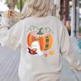Fall Book Pumpkin Ghost Reading Books Halloween Teacher Women's Sweatshirt Back Print Sand Fall Book Pumpkin Ghost Reading Books Halloween Teacher Women's Sweatshirt Back Print Sand