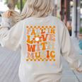 Fall In Love With Music Groovy Thanksgiving Music Teacher Men Women Girls Kids Women's Sweatshirt Back Print Sand Fall In Love With Music Groovy Thanksgiving Music Teacher Men Women Girls Kids Women's Sweatshirt Back Print Sand