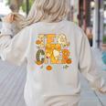 Fall Teacher Pumpkin Coquette Bow Autumn Classroom Women's Sweatshirt Back Print Sand Fall Teacher Pumpkin Coquette Bow Autumn Classroom Women's Sweatshirt Back Print Sand