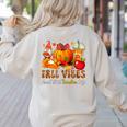 Fall Vibes Costume Teacher Thanksgiving Leopard Gnome Women's Sweatshirt Back Print Sand Fall Vibes Costume Teacher Thanksgiving Leopard Gnome Women's Sweatshirt Back Print Sand