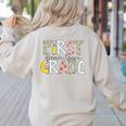 First Grade Dream Team Back To School 1st Grade Teacher Women's Sweatshirt Back Print Sand