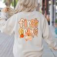 First Grade Fall Floral Coquette Bow Teachers Students Women's Sweatshirt Back Print Sand First Grade Fall Floral Coquette Bow Teachers Students Women's Sweatshirt Back Print Sand