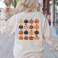 Folk Art Pumpkins Teacher Nurses Admin Witch Halloween Cute Women's Sweatshirt Back Print Sand