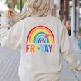 Fri-Yay Friyay Rainbow Colors Teacher Childrens Fun Designs Women's Sweatshirt Back Print Sand Fri-Yay Friyay Rainbow Colors Teacher Childrens Fun Designs Women's Sweatshirt Back Print Sand