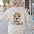 Future Teacher Boho Rainbow Leopard New Grad Student Women's Sweatshirt Back Print Sand Future Teacher Boho Rainbow Leopard New Grad Student Women's Sweatshirt Back Print Sand