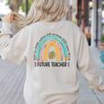 Future Teacher Cute Rainbow Leopard Teacher Outfit For Men Women Girls Kids Women's Sweatshirt Back Print Sand Future Teacher Cute Rainbow Leopard Teacher Outfit For Men Women Girls Kids Women's Sweatshirt Back Print Sand
