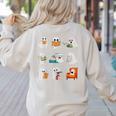 Ghost Reading Teacher Halloween Librarian Book Lover School Women's Sweatshirt Back Print Sand