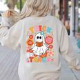 Groovy Halloween Trick Or Teach Retro Floral Ghost Teacher For Men Women Kids Women's Sweatshirt Back Print Sand Groovy Halloween Trick Or Teach Retro Floral Ghost Teacher For Men Women Kids Women's Sweatshirt Back Print Sand