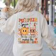 Groovy Pumpkin Spice Makes Teacher Nice Fall Thanksgiving Women's Sweatshirt Back Print Sand