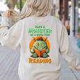Halloween Teacher Librarian Monster Reading Books Men Women Kids Women's Sweatshirt Back Print Sand Halloween Teacher Librarian Monster Reading Books Men Women Kids Women's Sweatshirt Back Print Sand