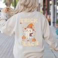 Halloween Teacher Shirts Women School Trick Or Teach Groovy Women's Sweatshirt Back Print Sand Halloween Teacher Shirts Women School Trick Or Teach Groovy Women's Sweatshirt Back Print Sand