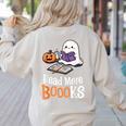 Halloween Teacher Women Cute Reading Ghost Read More Books Women's Sweatshirt Back Print Sand Halloween Teacher Women Cute Reading Ghost Read More Books Women's Sweatshirt Back Print Sand