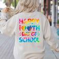 Happy 100th Day Of School Teacher Student 100 Days Tie Dye Men Women Kids Women's Sweatshirt Back Print Sand Happy 100th Day Of School Teacher Student 100 Days Tie Dye Men Women Kids Women's Sweatshirt Back Print Sand