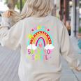Happy 50th Days Of School Rainbow Teacher 50 Days Smarter Women's Sweatshirt Back Print Sand
