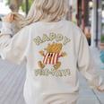 Happy Fri Yay Retro French Fries Friday Lovers Fun Teacher Women's Sweatshirt Back Print Sand Happy Fri Yay Retro French Fries Friday Lovers Fun Teacher Women's Sweatshirt Back Print Sand