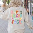 Happy To See Your Face Teacher Retro Back To School Women's Sweatshirt Back Print Sand Happy To See Your Face Teacher Retro Back To School Women's Sweatshirt Back Print Sand
