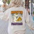 Haunted By Fractions Math Halloween Teacher Women's Sweatshirt Back Print Sand