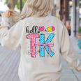 Hello TK Transitional Kindergarten Back To School Teacher Women's Sweatshirt Back Print Sand Hello TK Transitional Kindergarten Back To School Teacher Women's Sweatshirt Back Print Sand