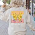 Interventionist Teacher Groovy Coquette Bow Back To School Women's Sweatshirt Back Print Sand