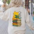 Kawaii Cats Lover Coffee Books Teacher Librarian Cat Women's Sweatshirt Back Print Sand Kawaii Cats Lover Coffee Books Teacher Librarian Cat Women's Sweatshirt Back Print Sand
