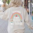Kindergarten Teacher Tiny Humans Pre-School Teacher Women's Sweatshirt Back Print Sand