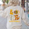 LOVE 3rd Grade Pumpkin Teacher Student Halloween Costume Women's Sweatshirt Back Print Sand LOVE 3rd Grade Pumpkin Teacher Student Halloween Costume Women's Sweatshirt Back Print Sand
