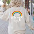 Luckiest Teacher Ever Rainbow- St Patricks Day Teacher Women's Sweatshirt Back Print Sand Luckiest Teacher Ever Rainbow- St Patricks Day Teacher Women's Sweatshirt Back Print Sand