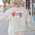 Maestra Teacher Spanish Back To School First Day Of School Women's Sweatshirt Back Print Sand