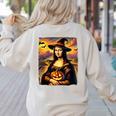 Mona Lisa Pumpkin Halloween Art Teacher Witchy Women Kids Women's Sweatshirt Back Print Sand