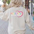 Multilingual Learner Teacher Heart Women's Sweatshirt Back Print Sand Multilingual Learner Teacher Heart Women's Sweatshirt Back Print Sand