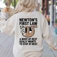 Newtons First Law Physics Jokes Science Teacher Women's Sweatshirt Back Print Sand