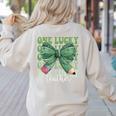One Lucky Teacher Coquette Bow St Patricks Day Teacher Women's Sweatshirt Back Print Sand One Lucky Teacher Coquette Bow St Patricks Day Teacher Women's Sweatshirt Back Print Sand