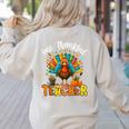One Thankful Teacher Thanksgiving Turkey Cute Crayon Pencil Women's Sweatshirt Back Print Sand