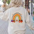 One Thankful Teacher Thanksgiving Turkey Rainbow Fall Women's Sweatshirt Back Print Sand