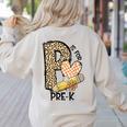P Is For Pre K Teacher Leopard First Day Of School For Men Women Girls Kids Women's Sweatshirt Back Print Sand
