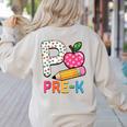 P Is For Pre K Teacher Student Pencil Apple Back To School Women's Sweatshirt Back Print Sand P Is For Pre K Teacher Student Pencil Apple Back To School Women's Sweatshirt Back Print Sand