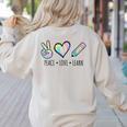 Peace Love Learn Tie Dye Teacher Kids 100th Days Of School Women's Sweatshirt Back Print Sand