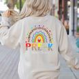 PreK Dream Team Leopard Rainbow Teacher Squad Back To School Women's Sweatshirt Back Print Sand