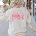 Preppy Pre k Back To School Pre-k Teachers Girls Cute Bow Women's Sweatshirt Back Print Sand Preppy Pre k Back To School Pre-k Teachers Girls Cute Bow Women's Sweatshirt Back Print Sand