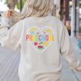 Preschool Teacher Pre-K Heart First Day Of Preschool Kids Women's Sweatshirt Back Print Sand