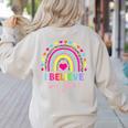 Rainbow I Believe In You Teacher Testing Day Women's Sweatshirt Back Print Sand Rainbow I Believe In You Teacher Testing Day Women's Sweatshirt Back Print Sand