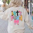 Lets Read Reading Teacher Back To School Literacy Pencil Bow Women's Sweatshirt Back Print Sand Lets Read Reading Teacher Back To School Literacy Pencil Bow Women's Sweatshirt Back Print Sand