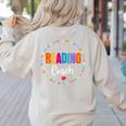 Reading Coach Teacher Interventionist Specialist Literacy Women's Sweatshirt Back Print Sand