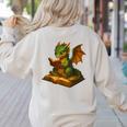 Reading Dragon Shirt For Bookish Teacher Librarian Bookworm Women's Sweatshirt Back Print Sand