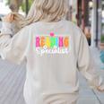 Reading Specialist Back To School Reading Teacher Women's Sweatshirt Back Print Sand