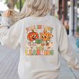 Retro Fall In Love With Learning Autumn Pumpkin Teacher Kids Women's Sweatshirt Back Print Sand Retro Fall In Love With Learning Autumn Pumpkin Teacher Kids Women's Sweatshirt Back Print Sand