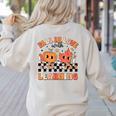 Retro Fall In Love With Learning Autumn Pumpkin Teacher Women's Sweatshirt Back Print Sand Retro Fall In Love With Learning Autumn Pumpkin Teacher Women's Sweatshirt Back Print Sand