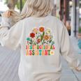 Retro Instructional Assistant Wildflowers Teacher Aide Women's Sweatshirt Back Print Sand Retro Instructional Assistant Wildflowers Teacher Aide Women's Sweatshirt Back Print Sand